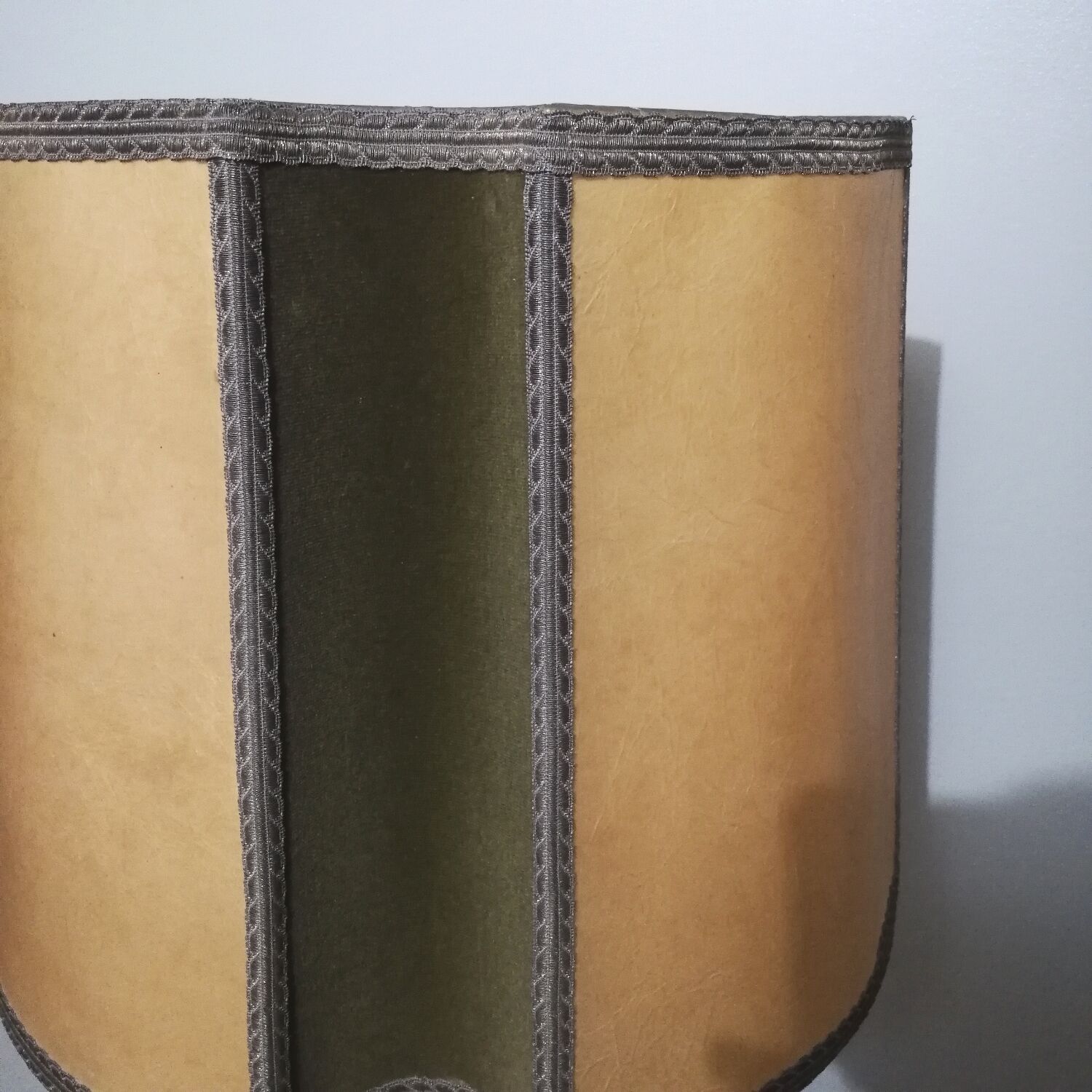 Vintage lamp with wove paper lampshade and velvet
