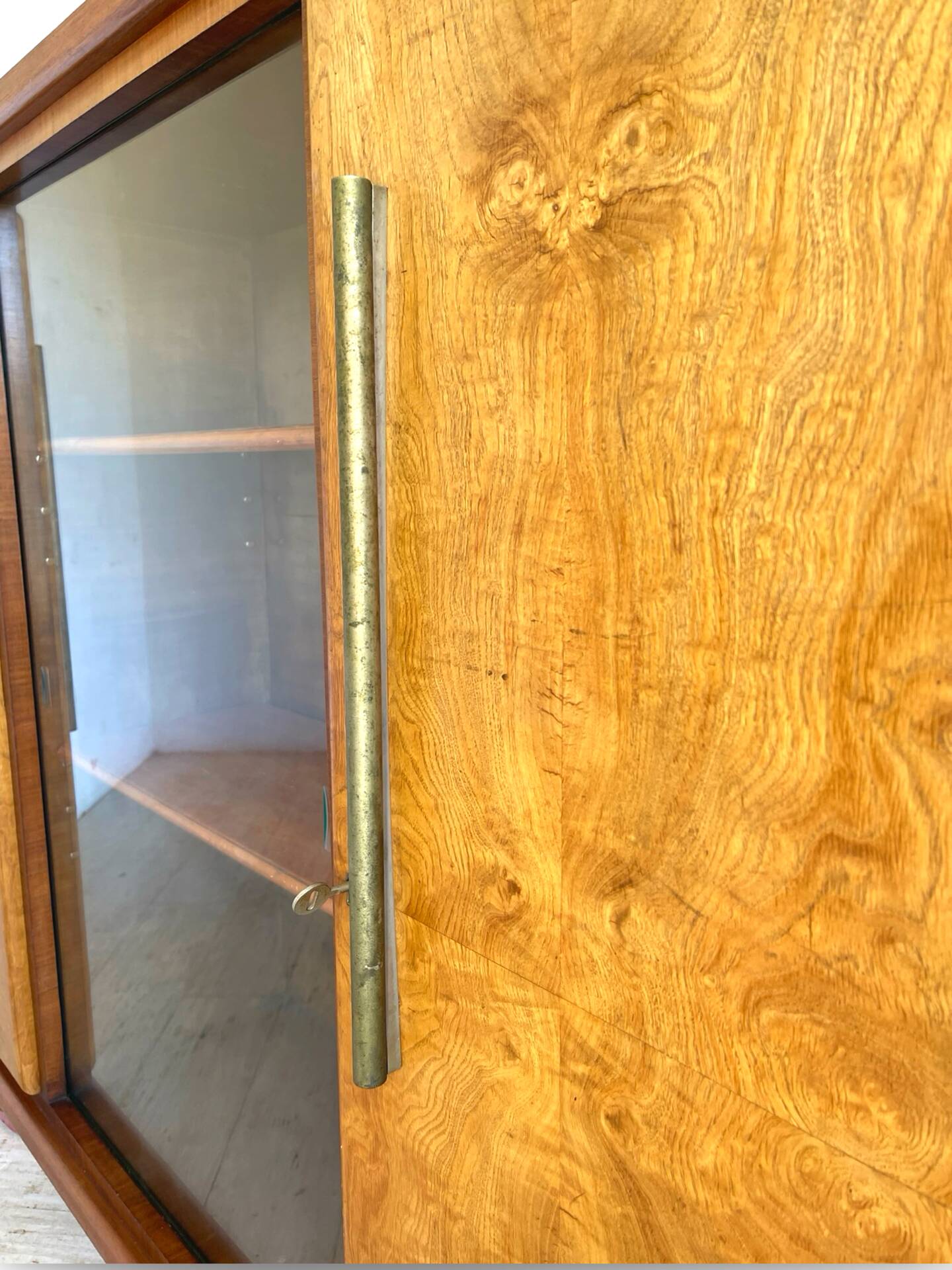 Striking Art Deco birch wood sideboard