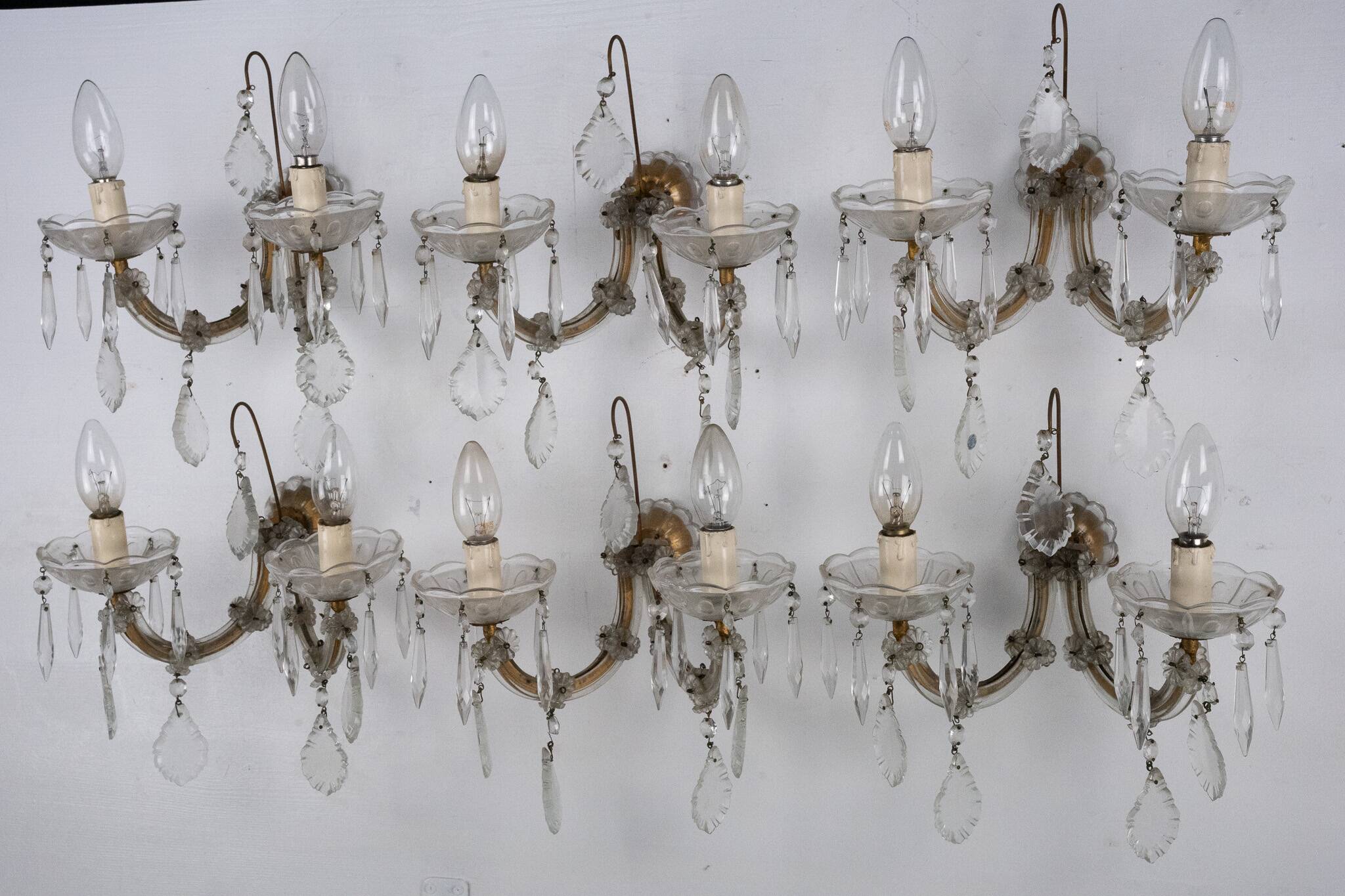 Set of six Maria Teresa sconces. Italy 1940s