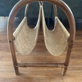 Vintage bamboo and fabric magazine rack