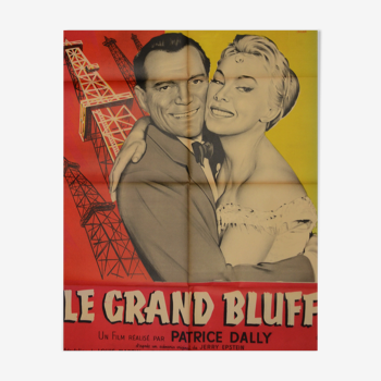 Affiche originale cinéma "Le grand bluff" 1957 Eddie Constantine