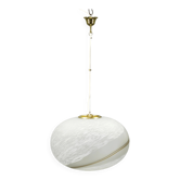 1970s Italian Hand-Blown Venetian Glass and Brass Pendant Light