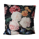 Coussin fleuri en velours