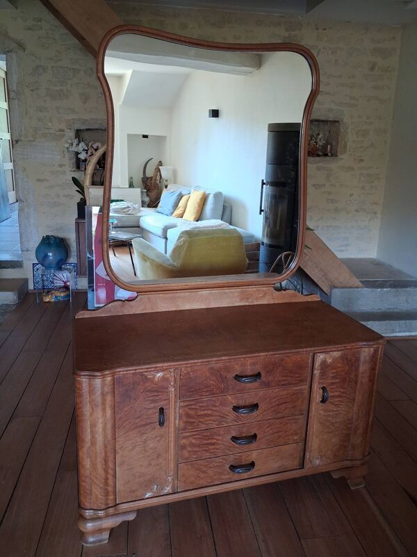 Coiffeuse commode à miroir art déco