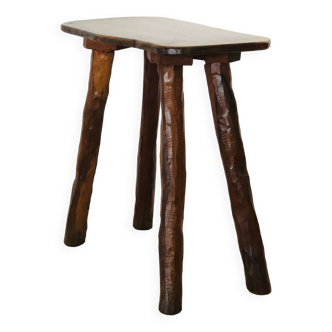 Tabouret en bois d'olivier, France années 70