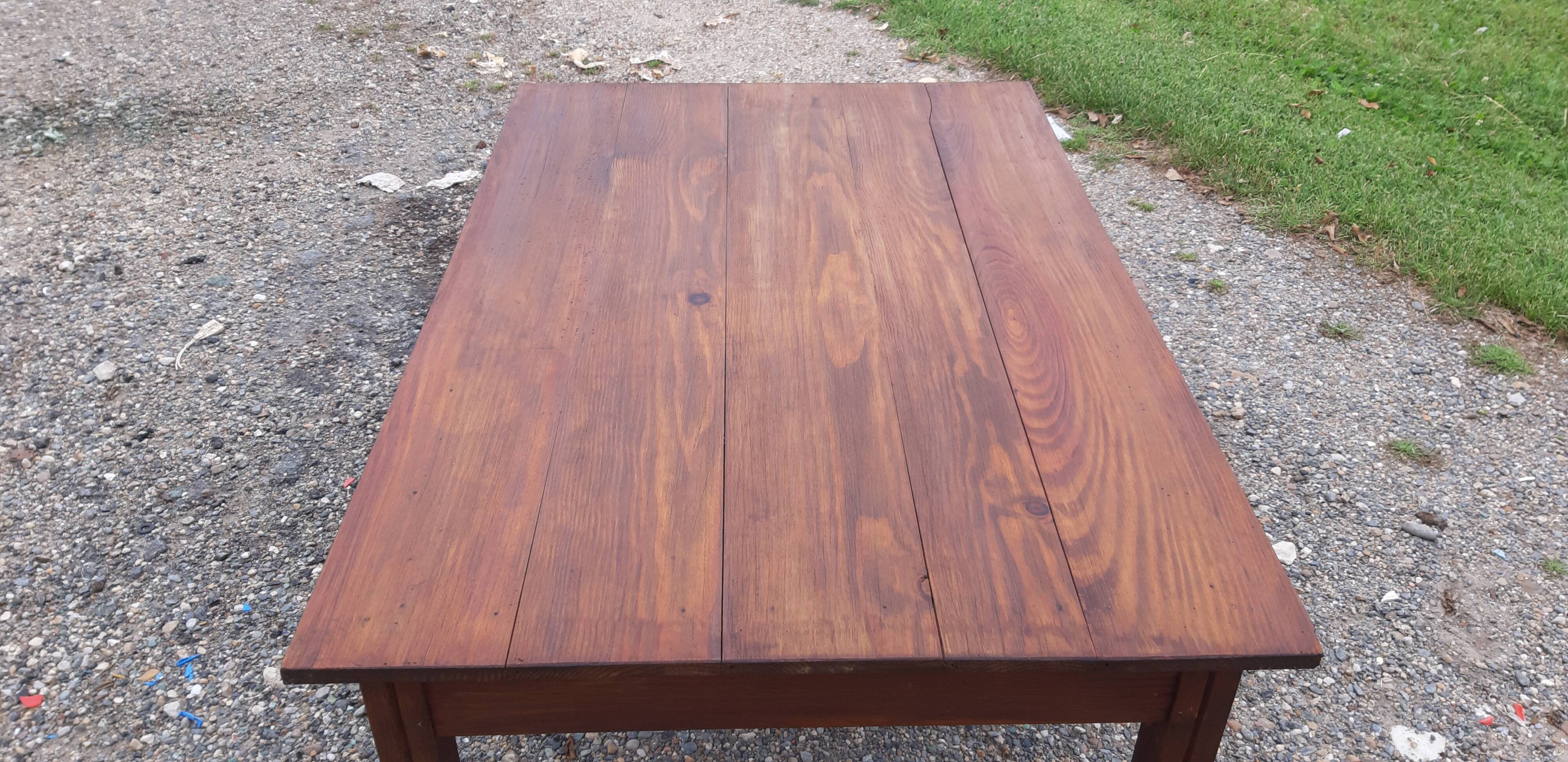 Table basse campagnarde en pin 1 tiroir