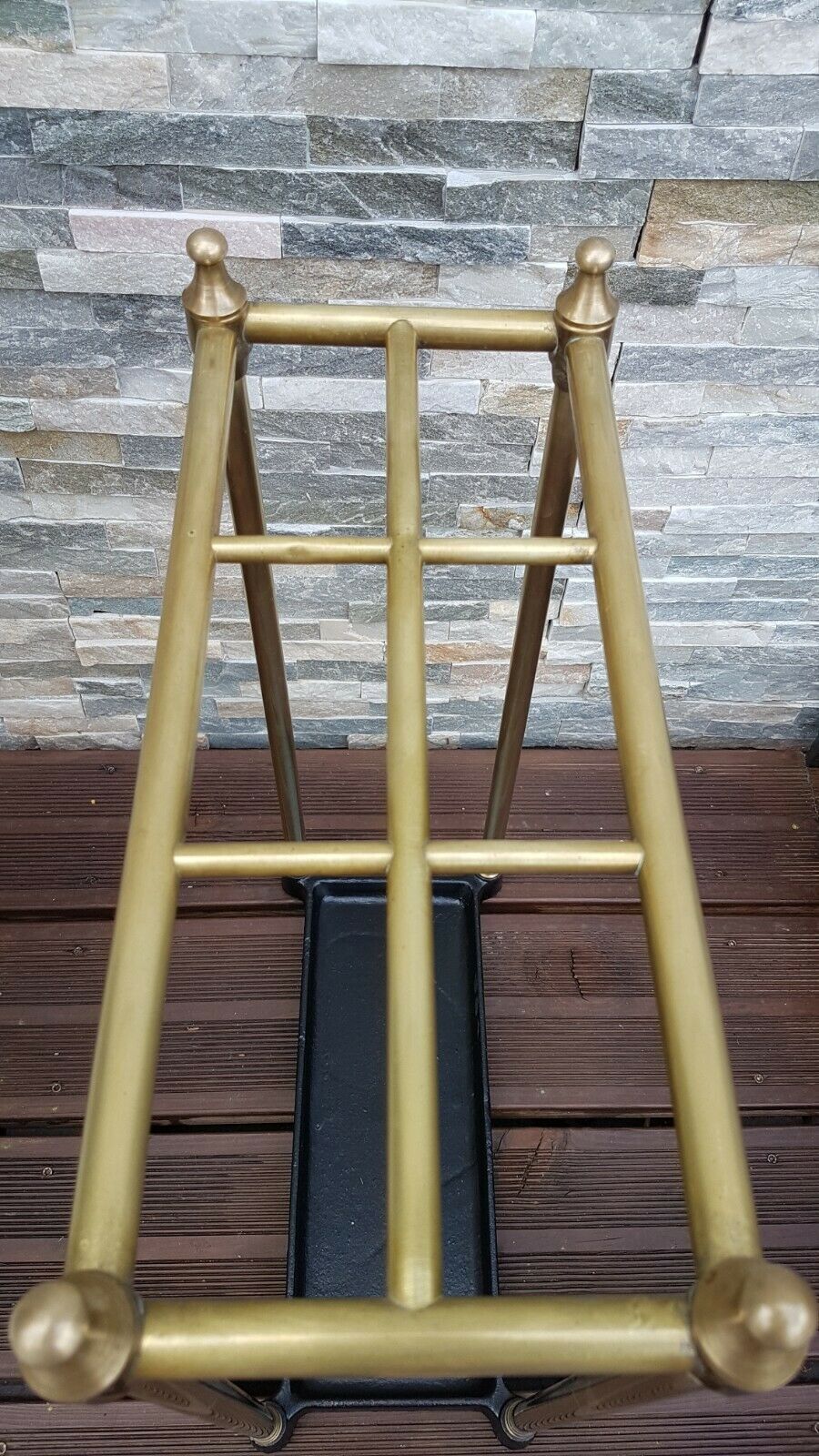 Umbrella door and nineteenth century canes in brass and cast iron
