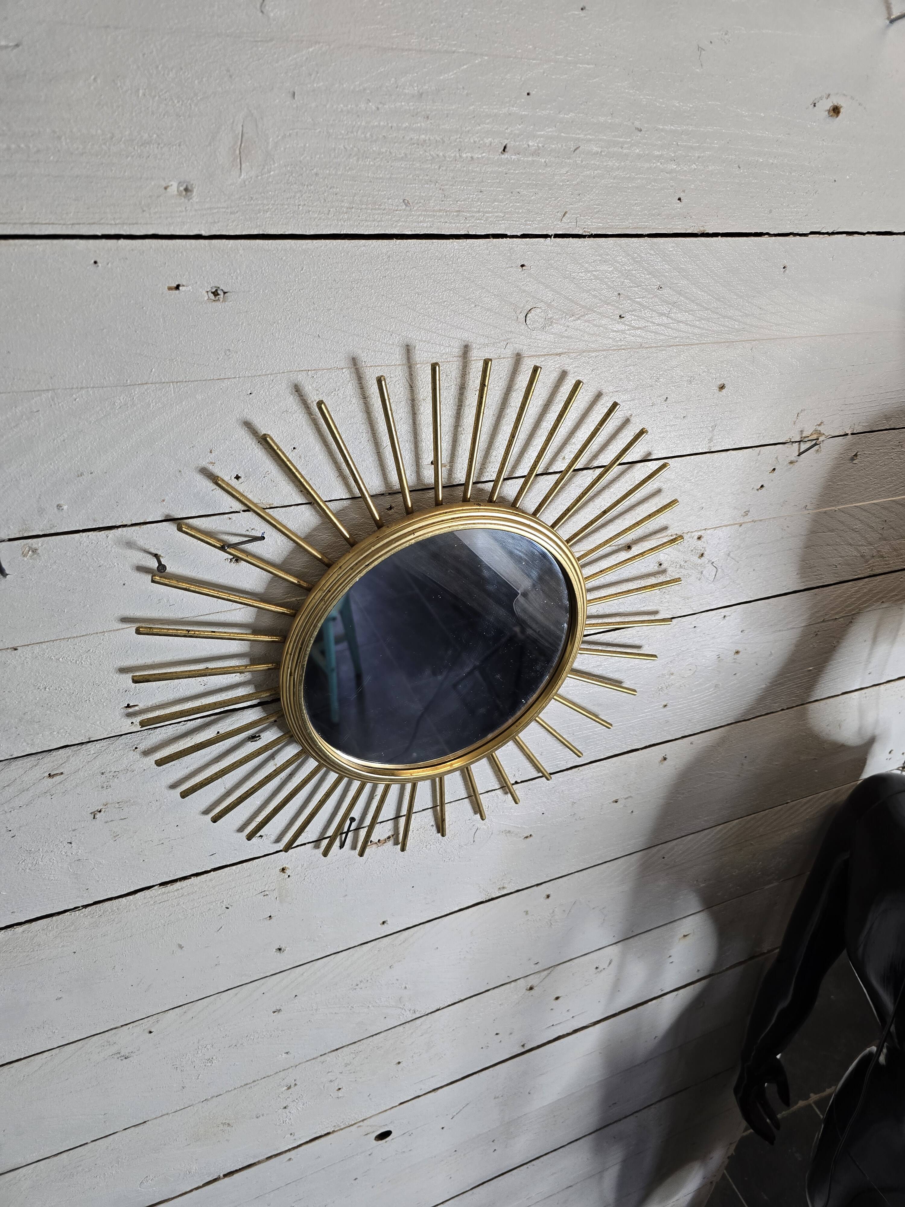Gold metal sun mirror from the 60s