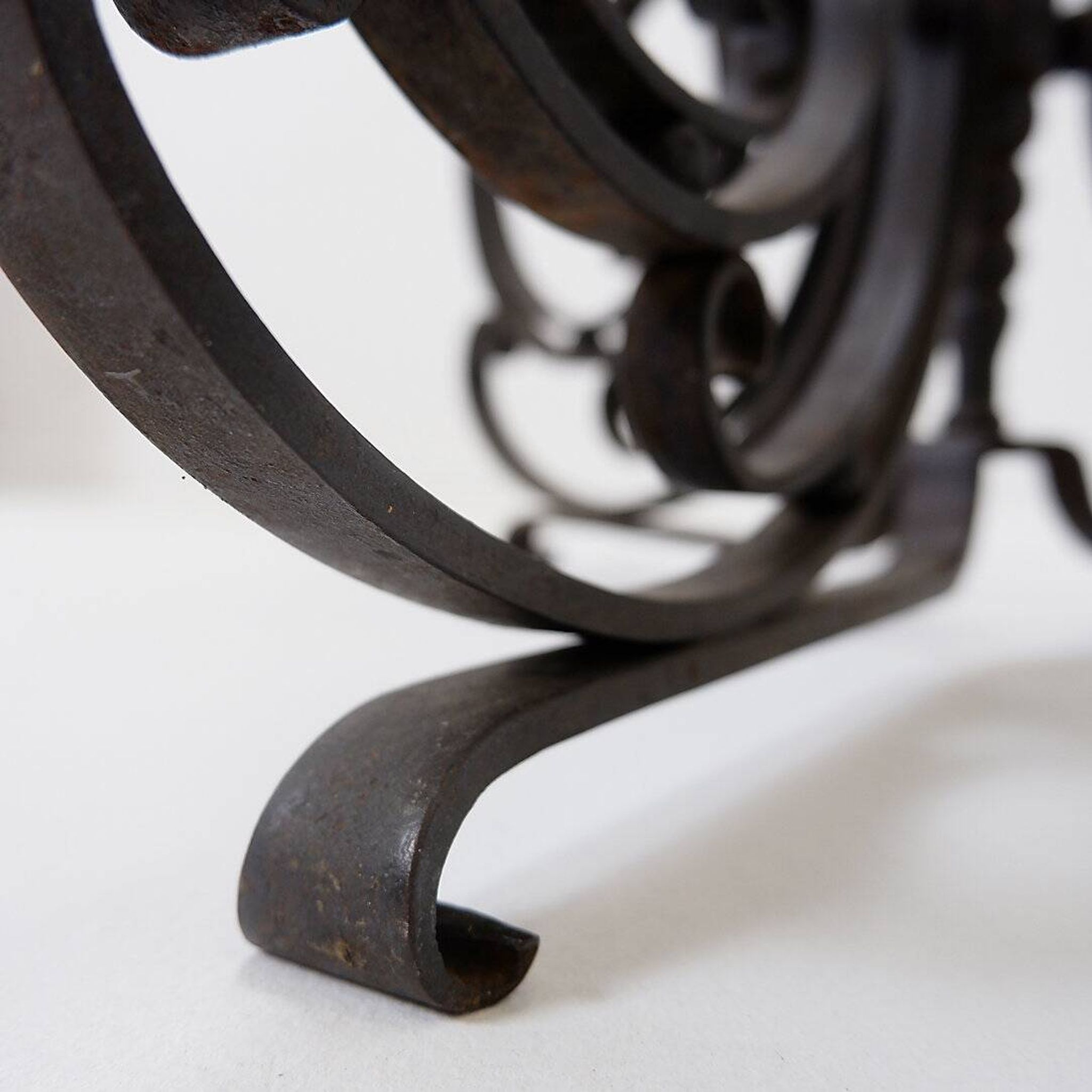 Art Nouveau Wrought iron tripod floor candlestick