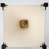 Lustre Design en Bois, Laiton et Tissu, 1980s
