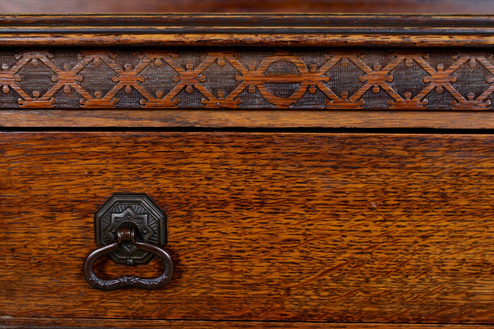 Hairdresser in carved oak arts crafts