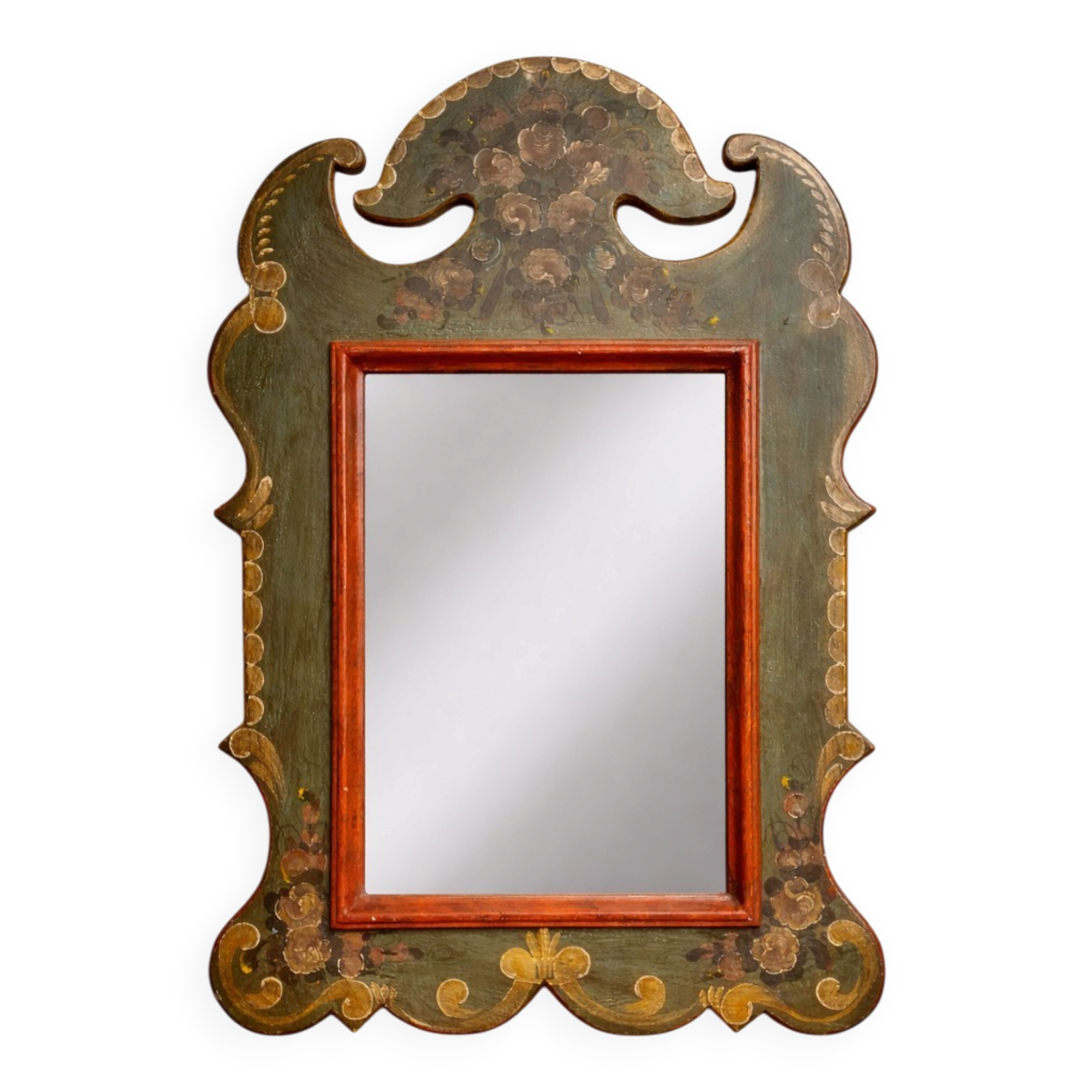 Louis XV Baroque style decorative painted mirror / 20th century