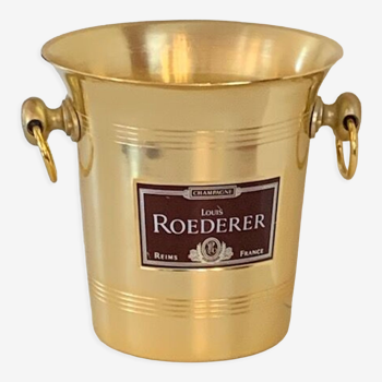 Old champagne bucket in gilded metal louis roederer reims argit made in france