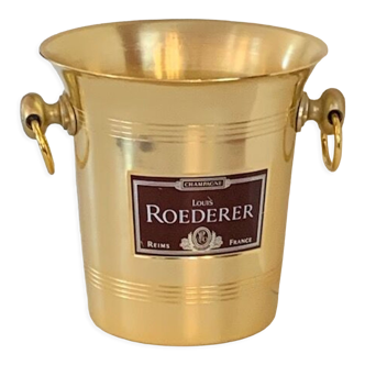 Old champagne bucket in gilded metal louis roederer reims argit made in france