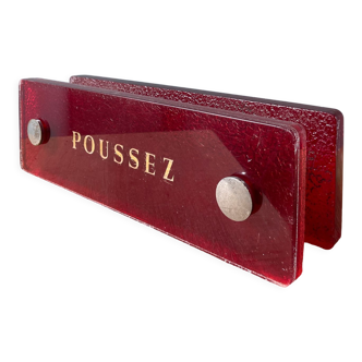 Pair of vintage red resin store handle, circa 1970