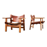 Borge Mogensen Pair of Spanish Chairs model 2226 for Fredericia Denmark 1958