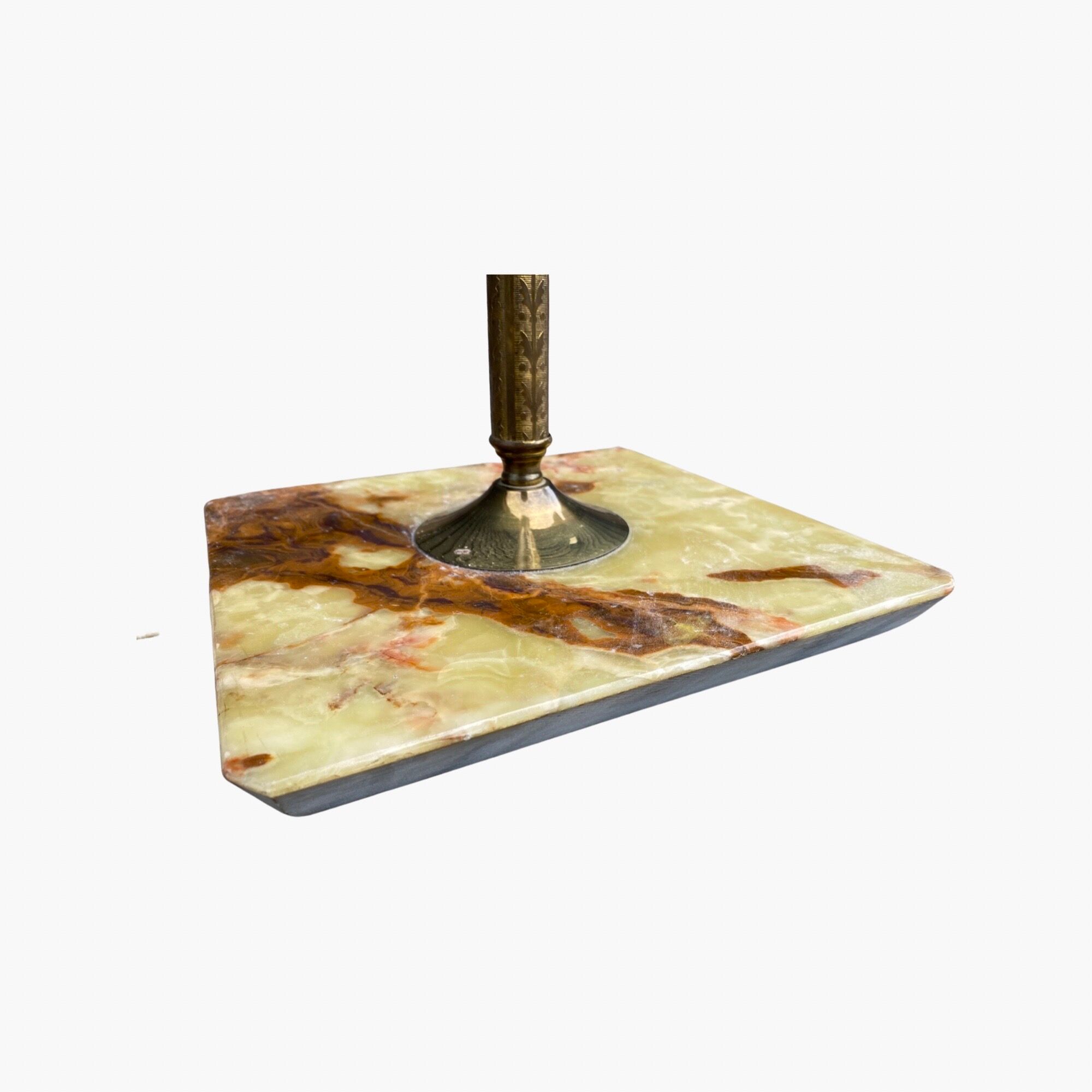 Super Rare Vintage Floor Lamp - Brass & Green Marble