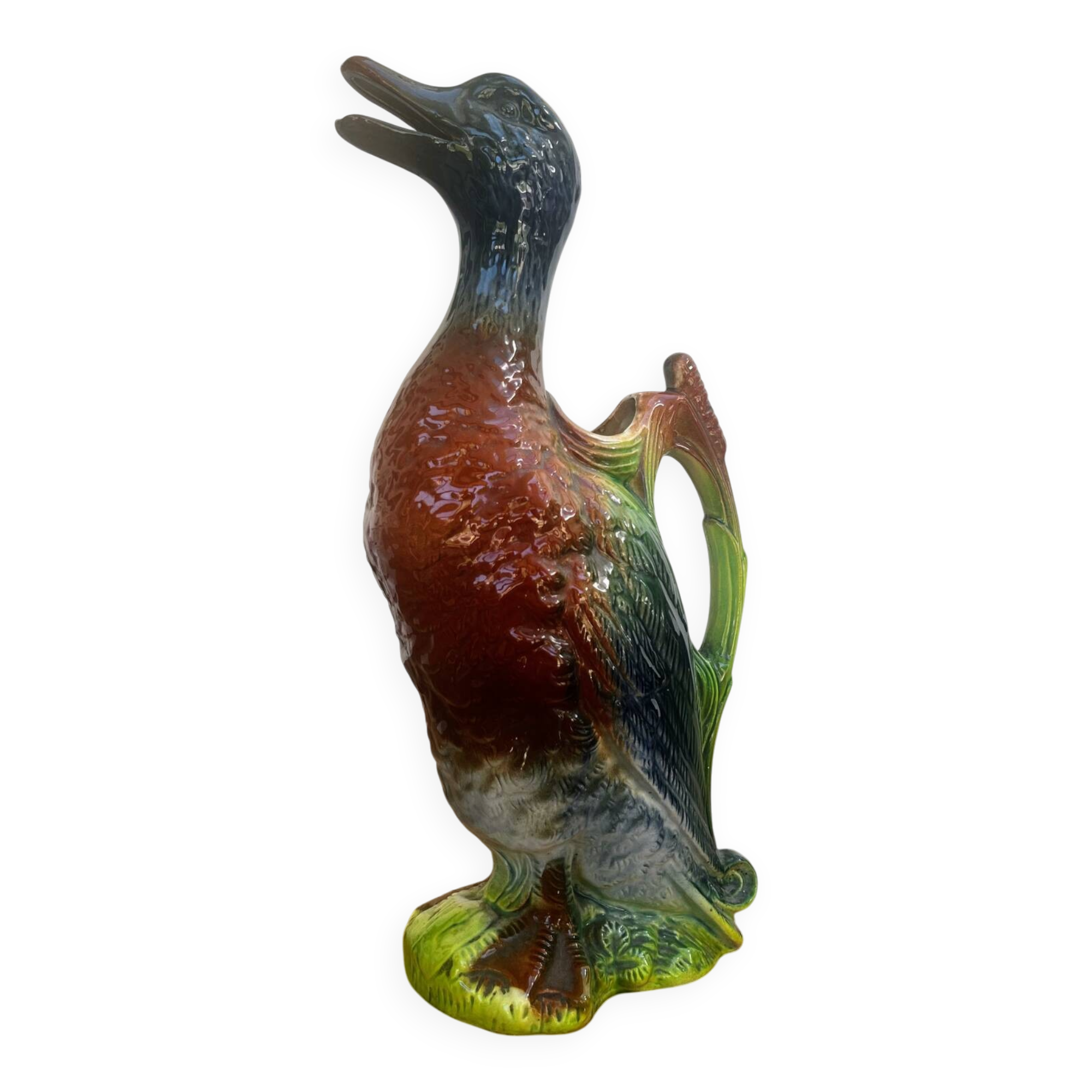 Duck jug in barbotine Saint-Clément France