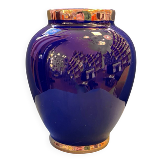Vase en céramique bleu cobalt Allemagne années 1970