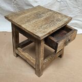 Small teak stool with 1 drawer