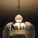 Glass and gold metal chandelier (2 available)