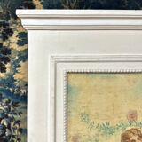 Fireplace Trumeau In White Lacquered Wood, Late 19th Century, Louis XVI Style