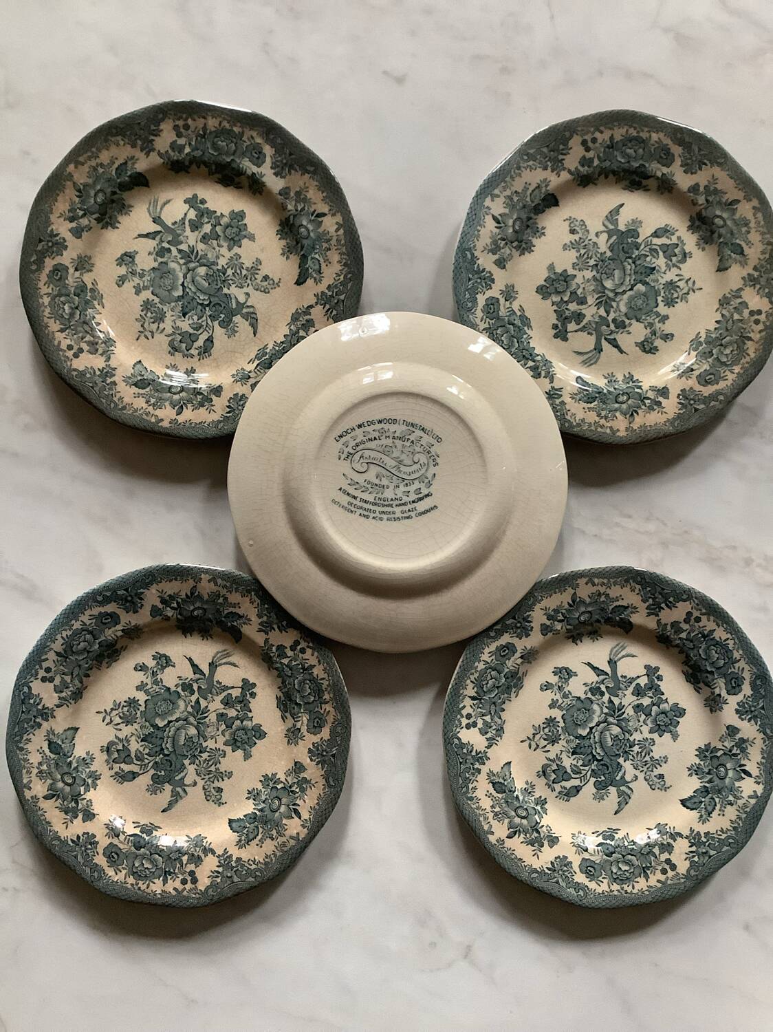 5 small antique Wedgwood ironstone plates – 17.5 cm