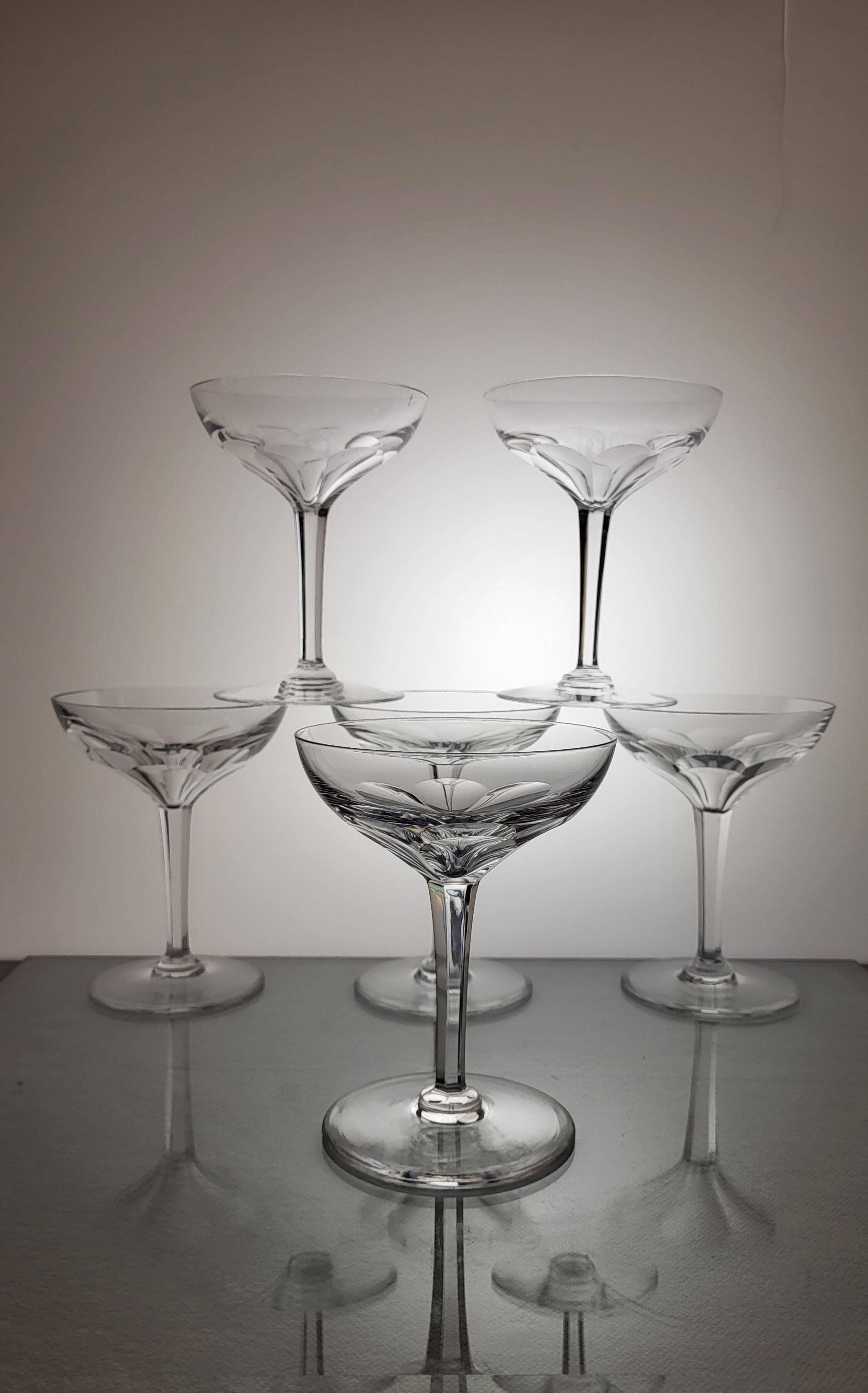 6 Val Saint Lambert crystal champagne glasses, Nestor model