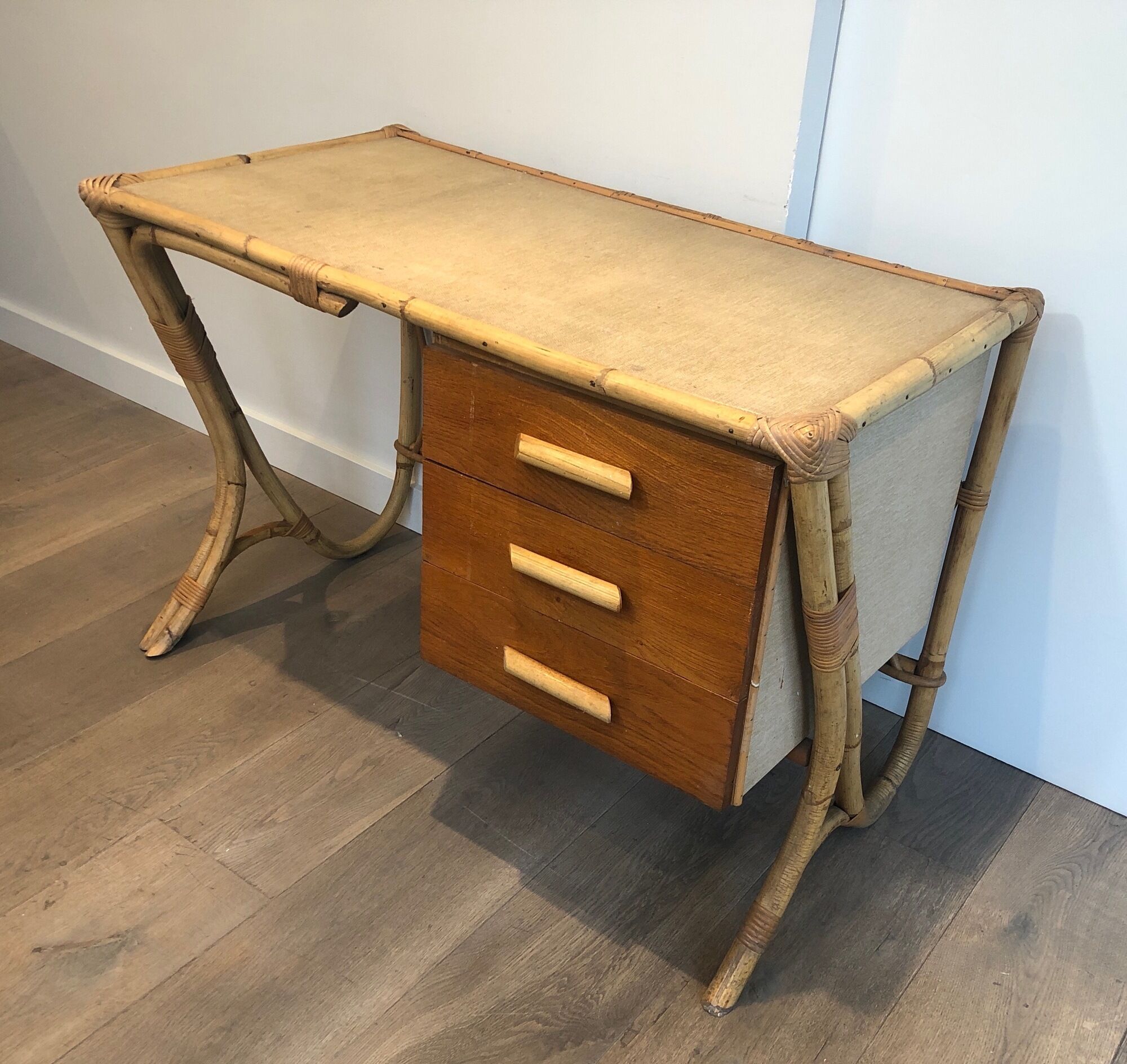 Rattan desk around 1970