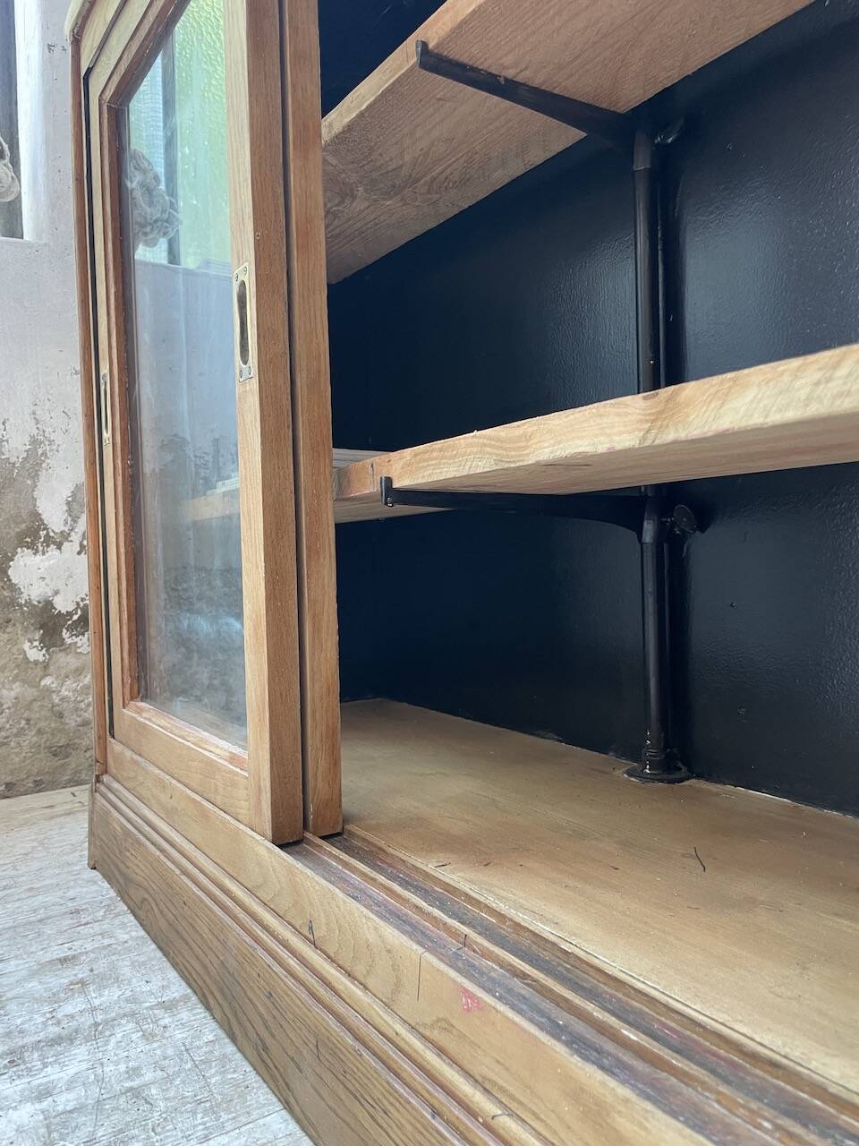 Oak sideboard with glass doors