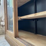 Enfilade meuble de métier chêne portes vitrées