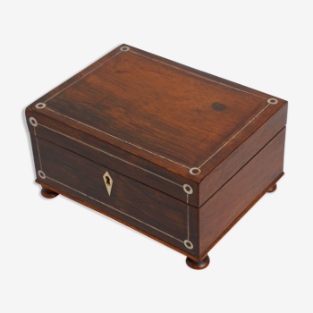 Victorian rosewood jewellery box with tray