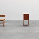 Late 19th century Faux bamboo and marble bedside table, France