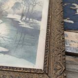 Old wooden frame of a watercolor