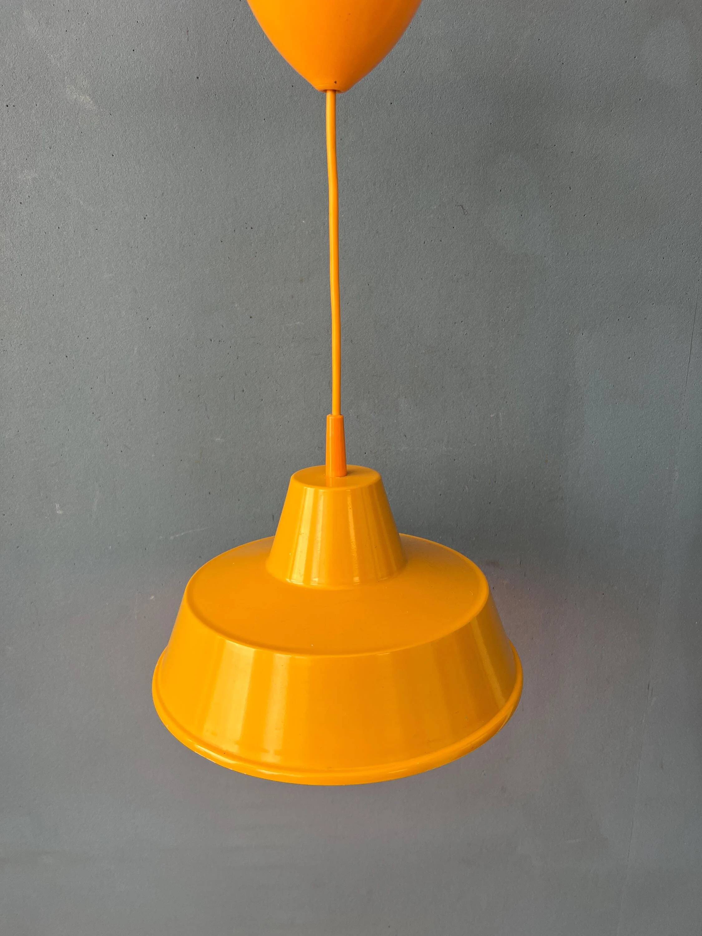Small vintage yellow industrial pendant light
