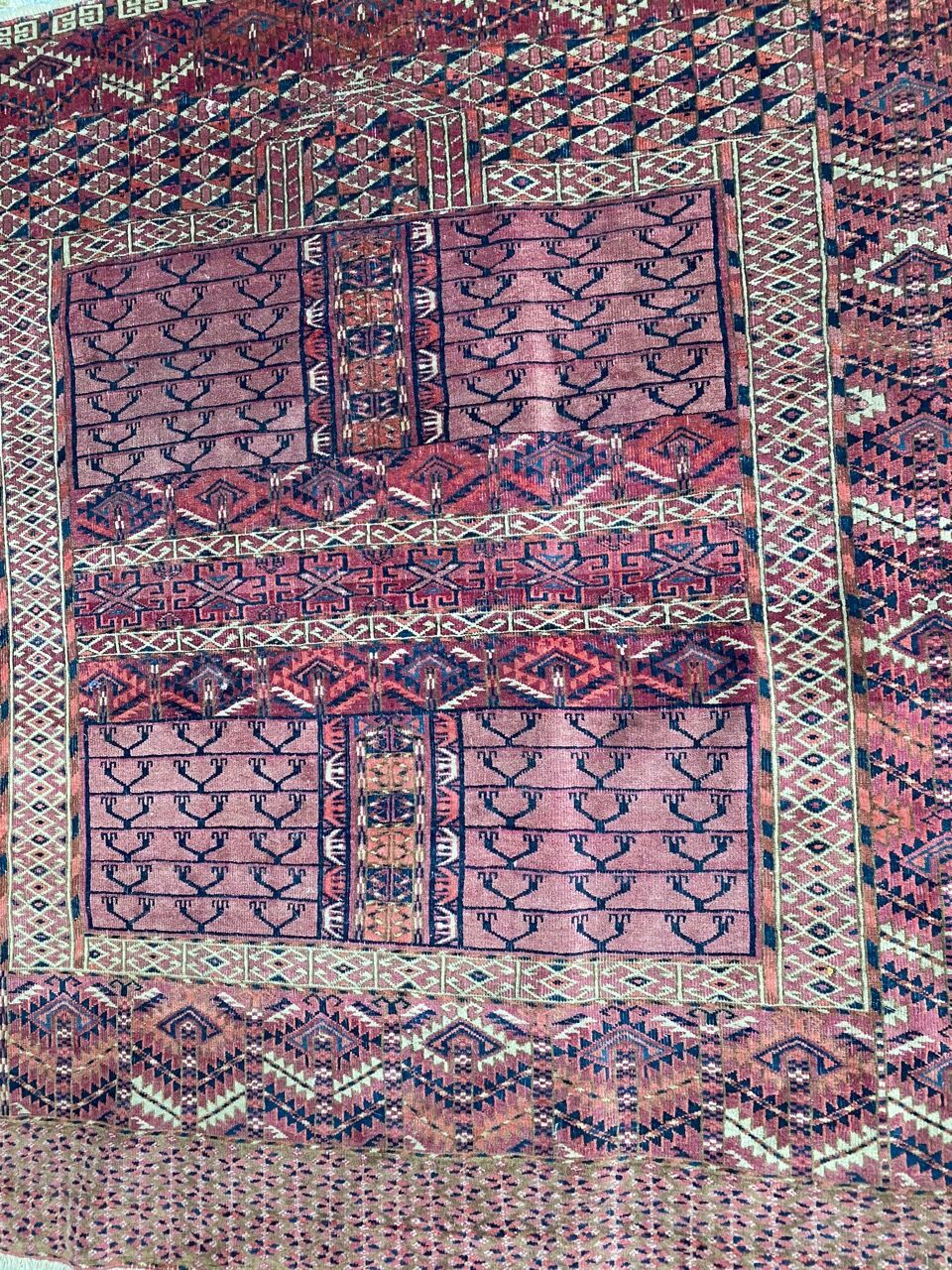 Ancient Turkmen Afghan Hatchlou handmade carpet 133x133 cm