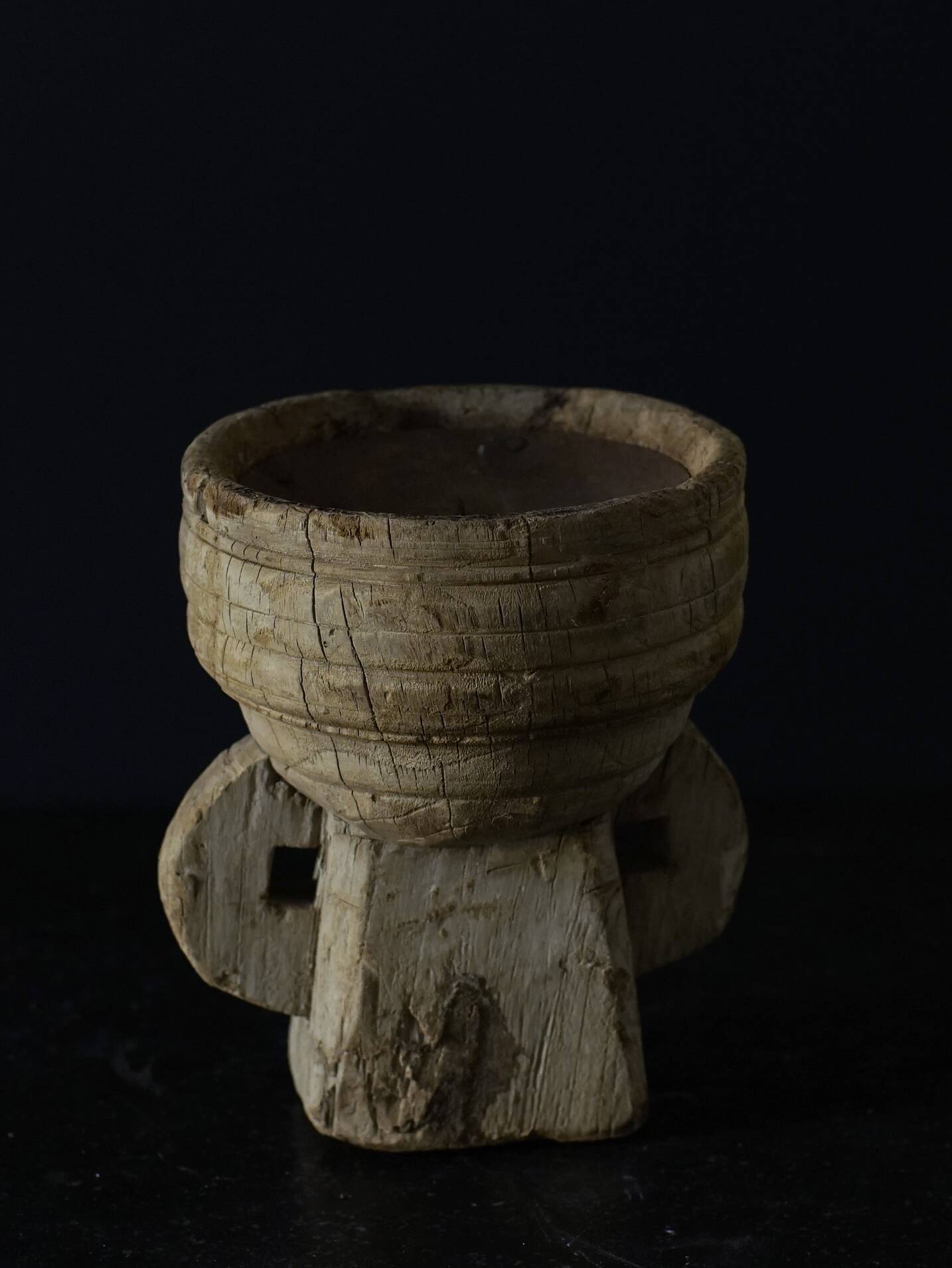 Small family bowl turned candle holder