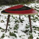 Tripod tripod triangular tray table in vintage glass 50/60s