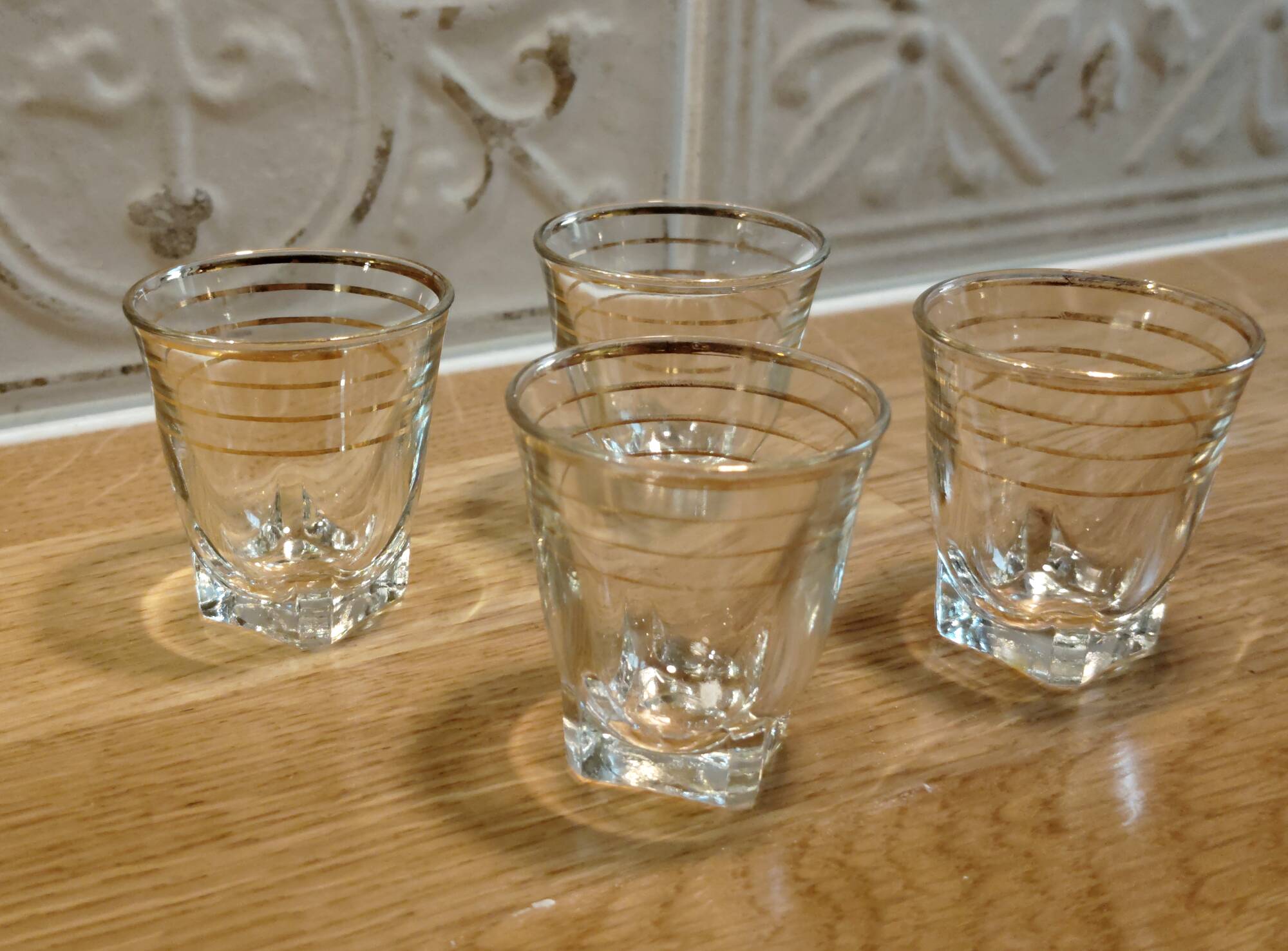 Ensemble de 4 Verres à Liqueur - Art Déco - Filets Dorés
