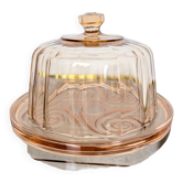 Art Deco pink glass cheese dome