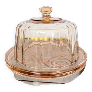 Art Deco pink glass cheese dome