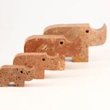 Set of 4 rhino sculptures in travertine by Fratelli Mannelli, 1970s