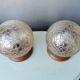Wooden table lights with 70s gold glass hood