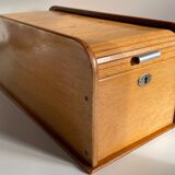 Wooden box with curtain vintage storage