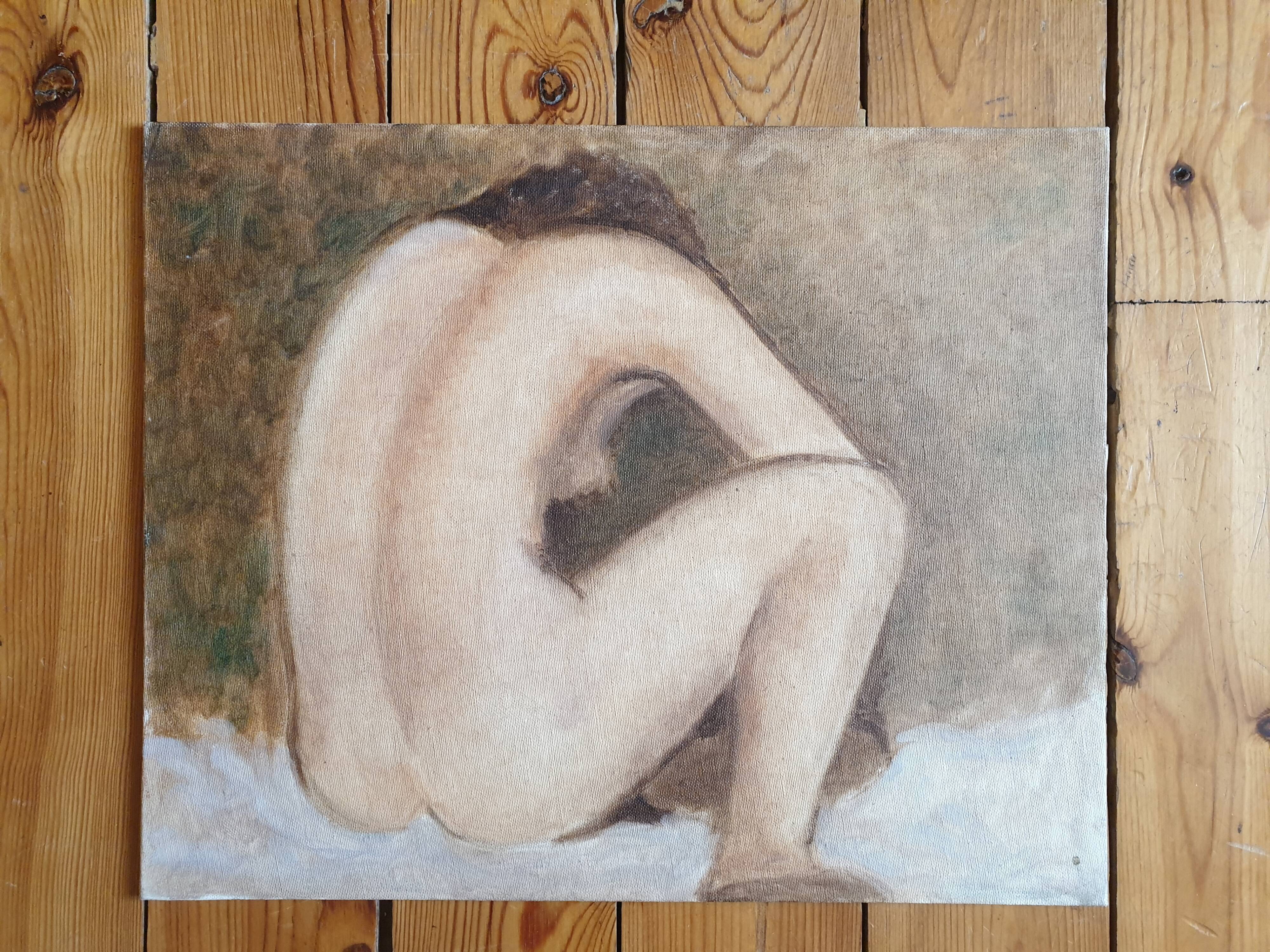 Oil on panel original female nude painting