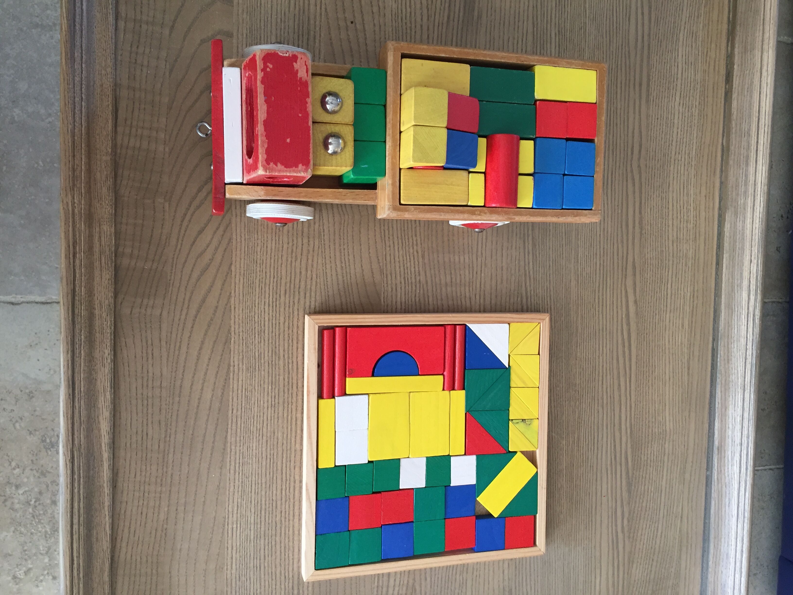Vintage wooden educational games (truck & tablet)