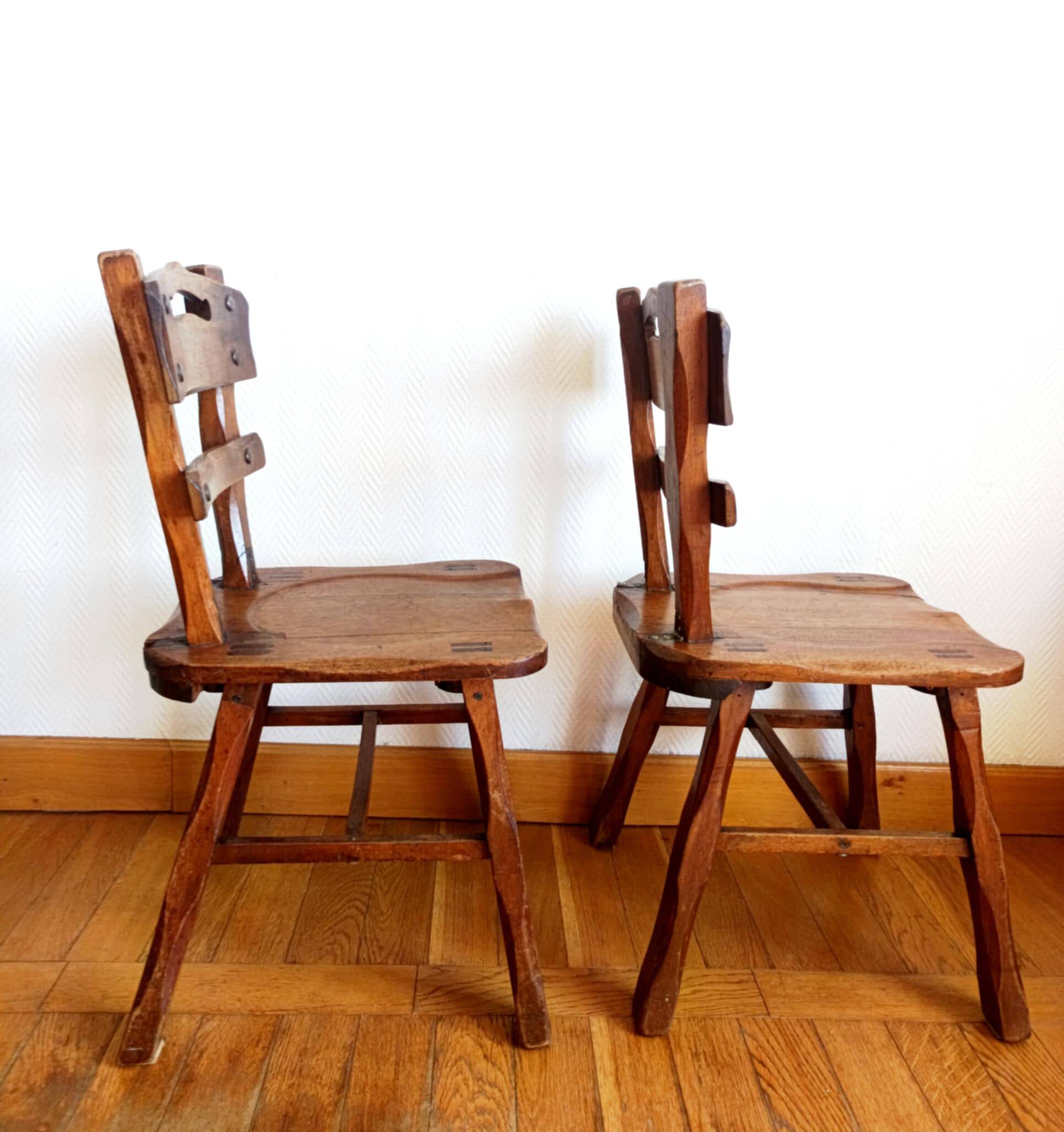 Paire de chaises brutalistes style ranch