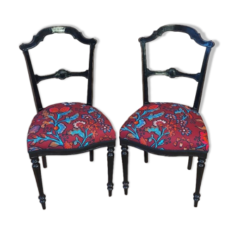 Pair of black Napoleon lll chairs