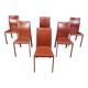 Chaises de salle à manger italiennes en cuir rouge, années 1980 - lot de 6