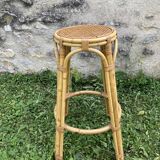 Vintage rattan and cane side table